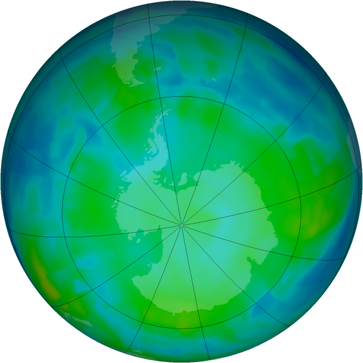 Antarctic ozone map for 19 May 2012